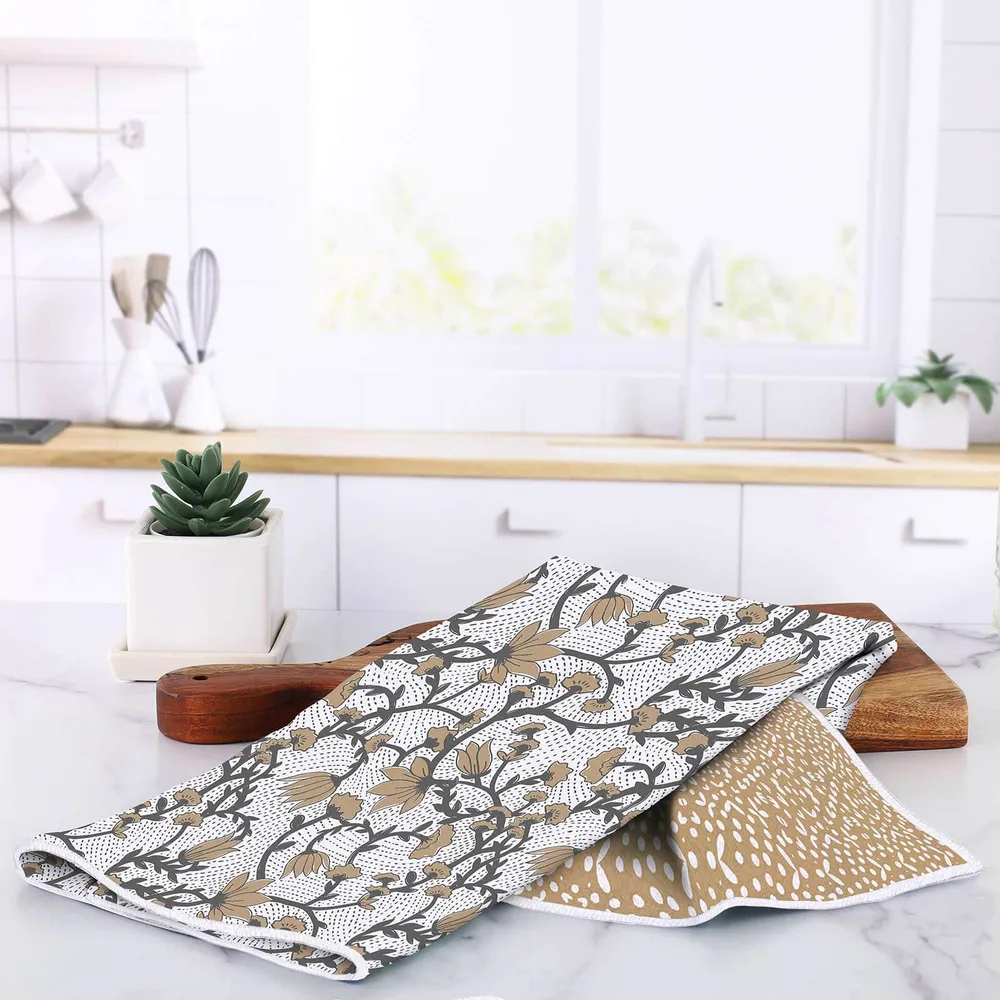 Fleur Tan Eco Kitchen Tea Towel