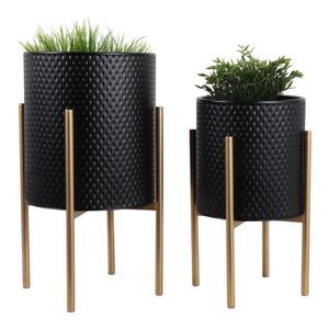 HAYFORDTON SET OF 2 BLACK PLANTER 23 (IN) 3