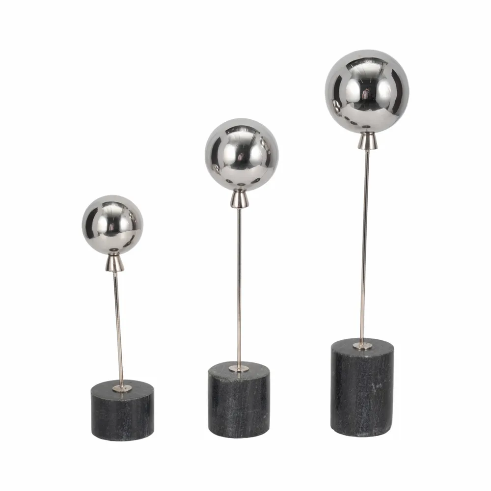 RAFESTONE SET OF 3 SILVER DECOR 18 (IN)