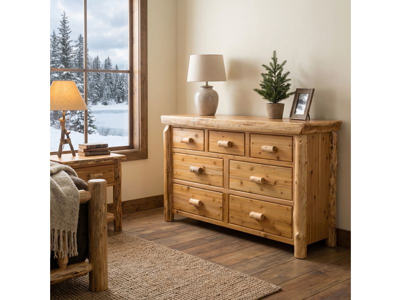 Cedar Log Seven Drawer Dresser - Coffee - Premium Line 1