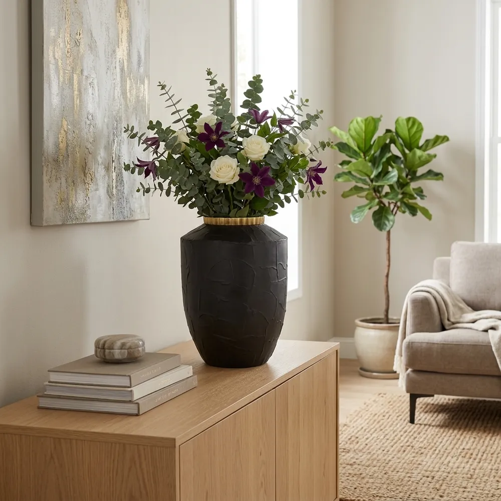 BLAINECLIFF BLACK VASE 19 (IN)