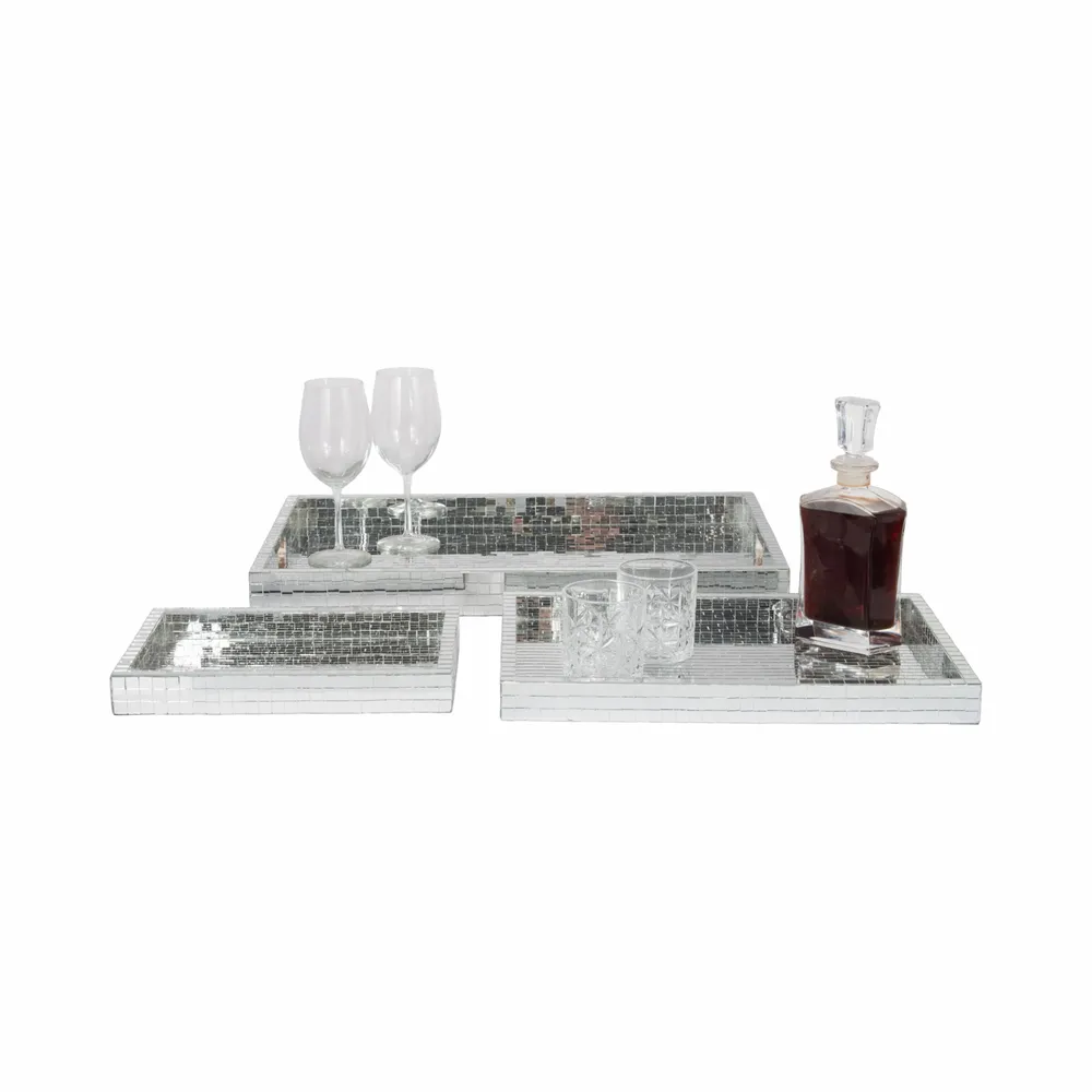 EVERTONCROSS SET OF 3 SILVER TRAY 2 (IN)