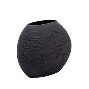 HELTONWELL BLACK GLASS VASE 8 (IN) 3