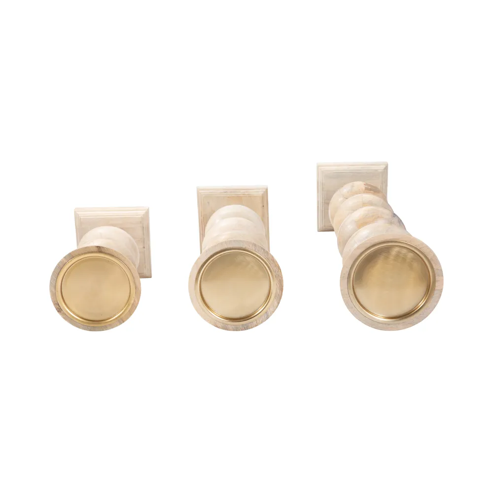 JULIANROSE SET OF 3 BROWN CANDLESTICK 23 (IN)