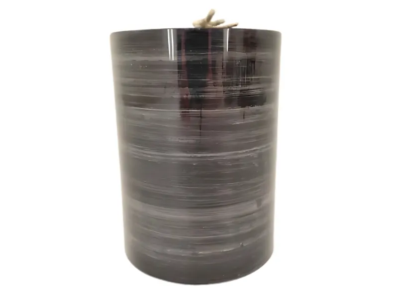 4" Black Brush Pillar Candle 1