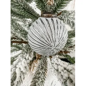 Gray & Silver Set of 4 Glass Ornaments 4in 5