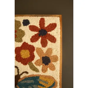 Framed Hand-Hooked Art with Fall Flowers & Butterfly 2