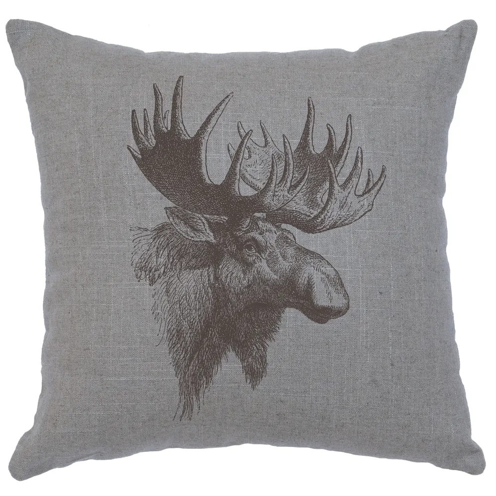 Image Pillow - Moose Profile - Linen Gray