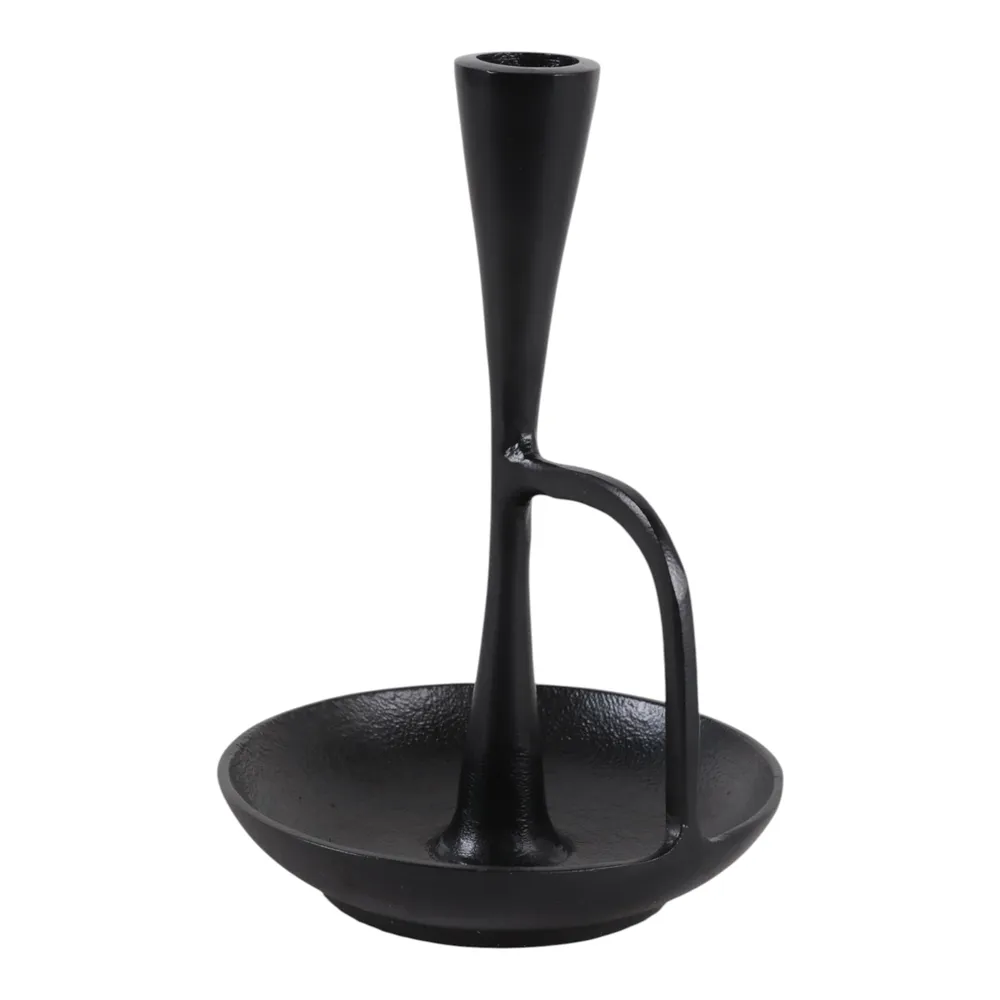 DECKERROSE BLACK CANDLE HOLDER 8 (IN)