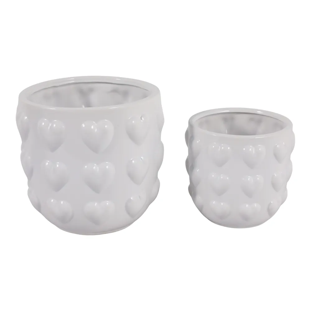 DRAPEROAK SET OF 2 WHITE PLANTER 7 (IN)
