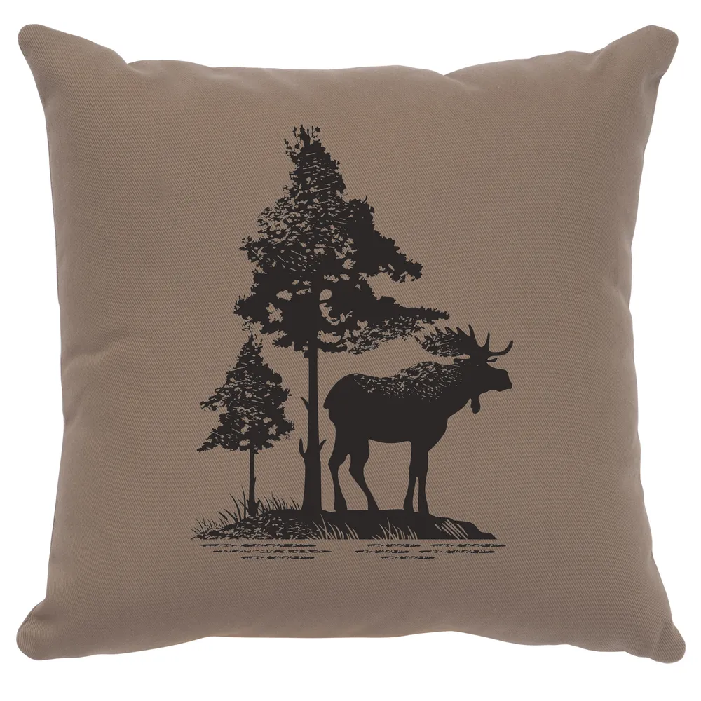 Image Pillow - Moose Tree - Cotton Taupe