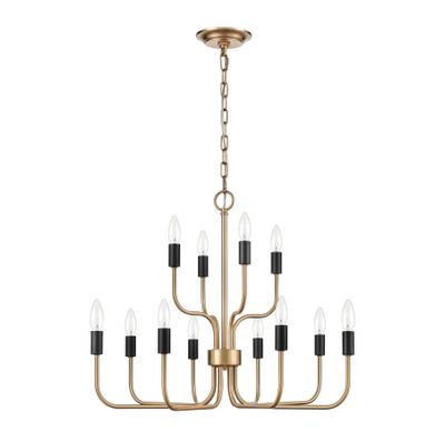 Epping Avenue 24'' Wide 12-Light Chandelier - Aged Brass
