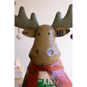 Recycled Metal Christmas Moose with Ornaments 6