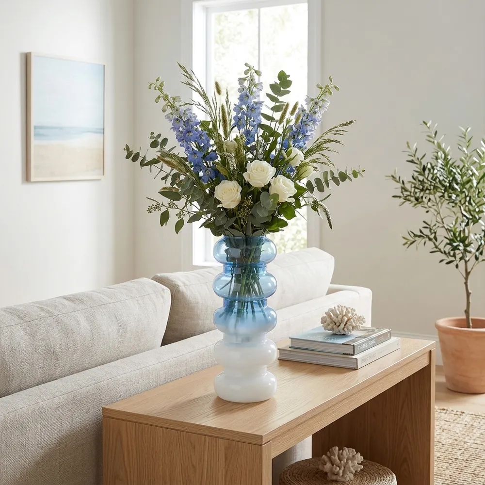 HARLOWFIELD BLUE GLASS VASE 17 (IN)