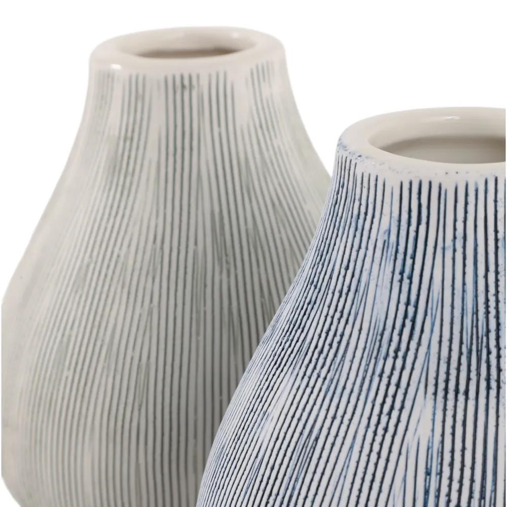 HARKENTON SET OF 2 BLUE VASES 5 (IN)