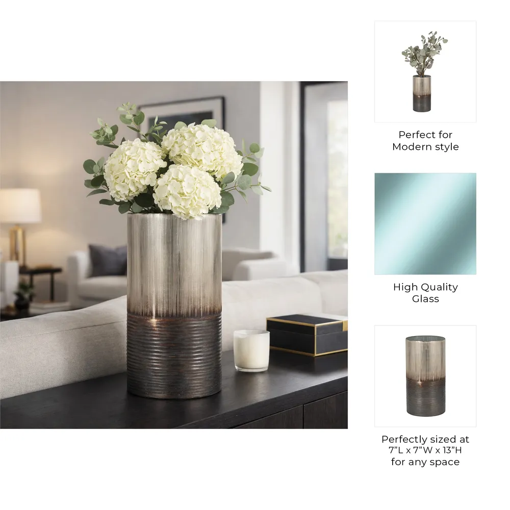 ARLOROSE SILVER GLASS VASE 13 (IN)