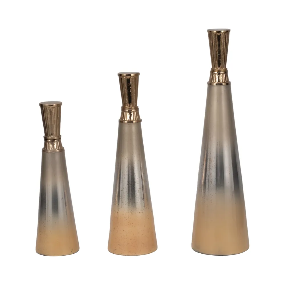 BONDMILL SET OF 3 GOLD GLASS VASES 20 (IN)