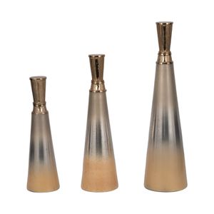 BONDMILL SET OF 3 GOLD GLASS VASES 20 (IN) 4