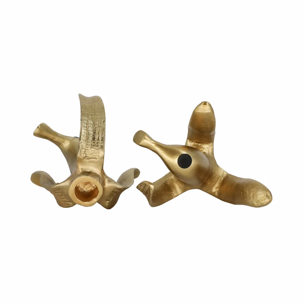 HAXTONGROVE SET OF 2 GOLD CANDLE HOLDER 7 (IN)