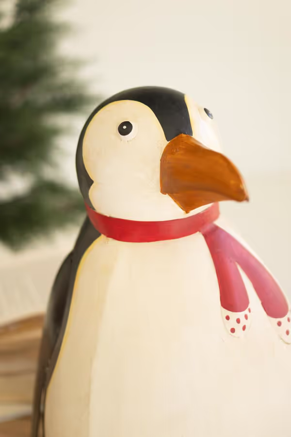 Large Painted Metal Penguin