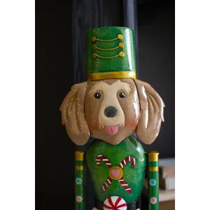 Set of 2 Painted Metal Christmas Dog Nutcrackers 3