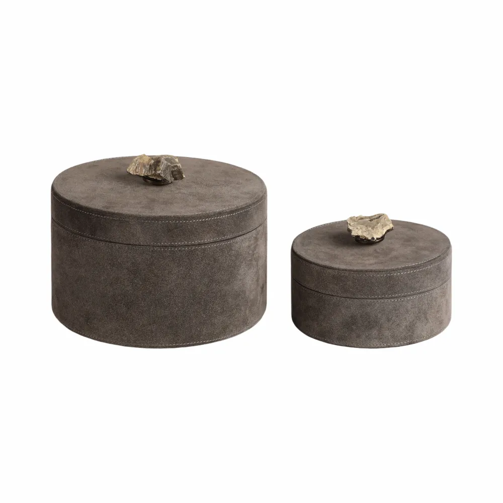 GRAYSONHAVEN SET OF 2 GRAY BOXES 5 (IN)
