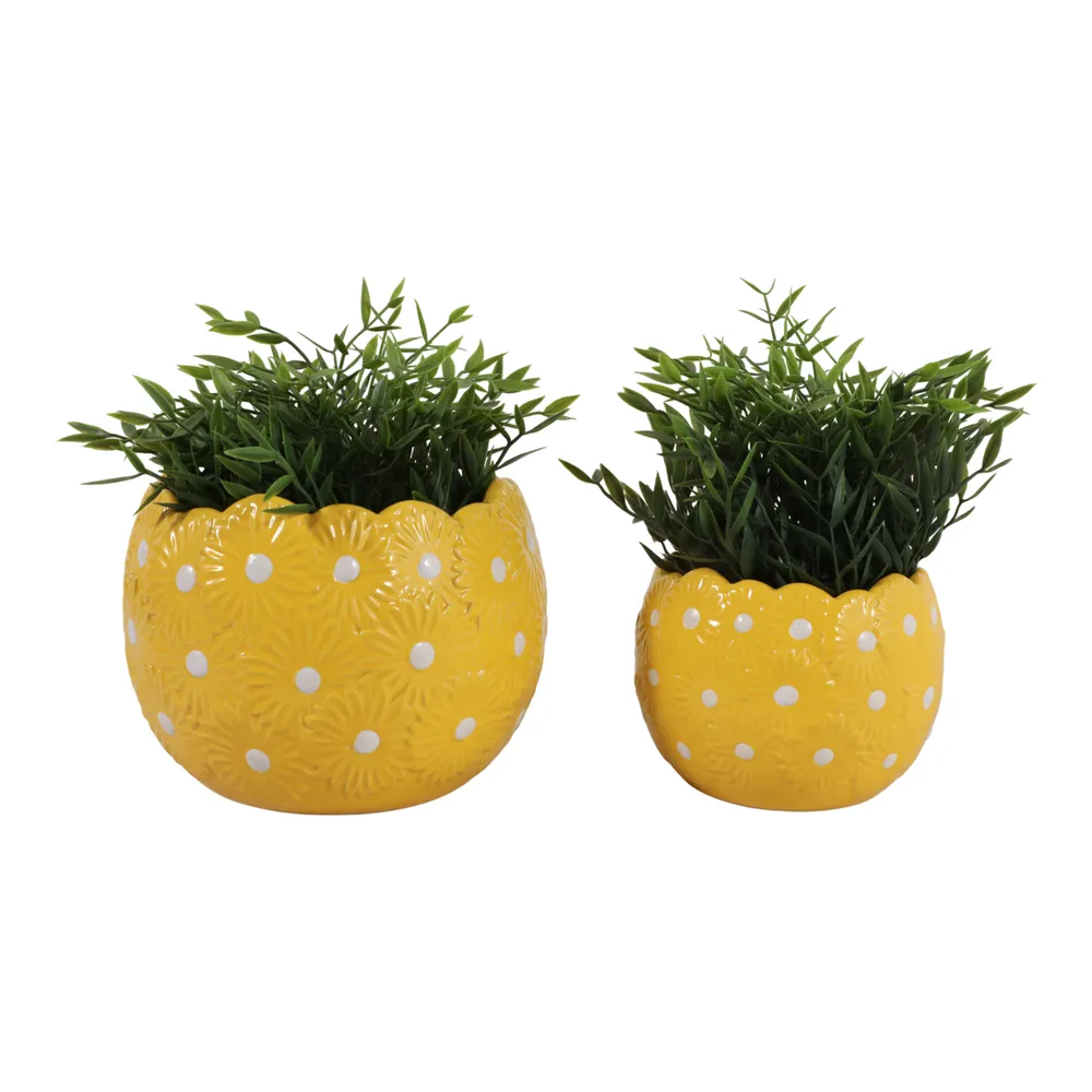 BRONSONRUN SET OF 2 YELLOW PLANTER 7 (IN)