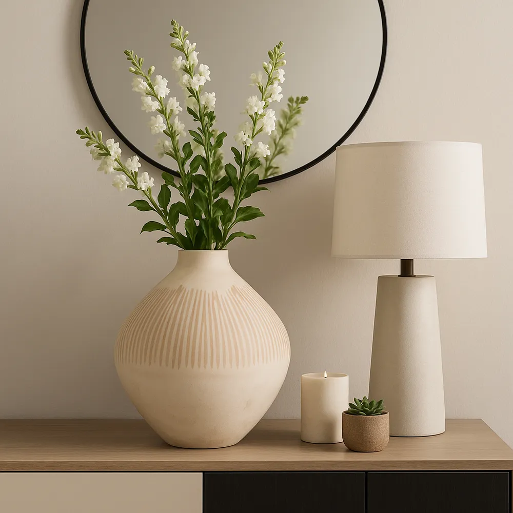 DRAKE IVORY GLASS VASE 14 (IN)