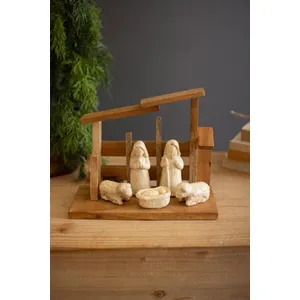 Wooden Nativity with Paper Mache Figures 2