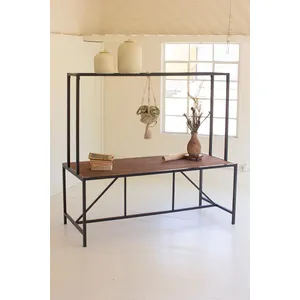 Metal and Wood Store Display Table with Wire Grid Top 1