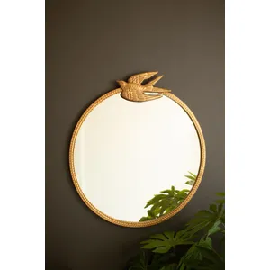 Antique Gold Metal Framed Mirror with Sparrow 1