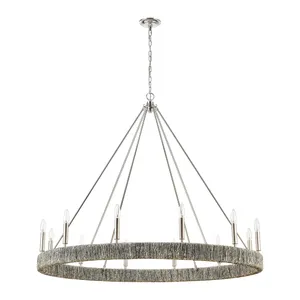 Abaca 48″ Wide 12-Light Chandelier - Polished Nickel 2