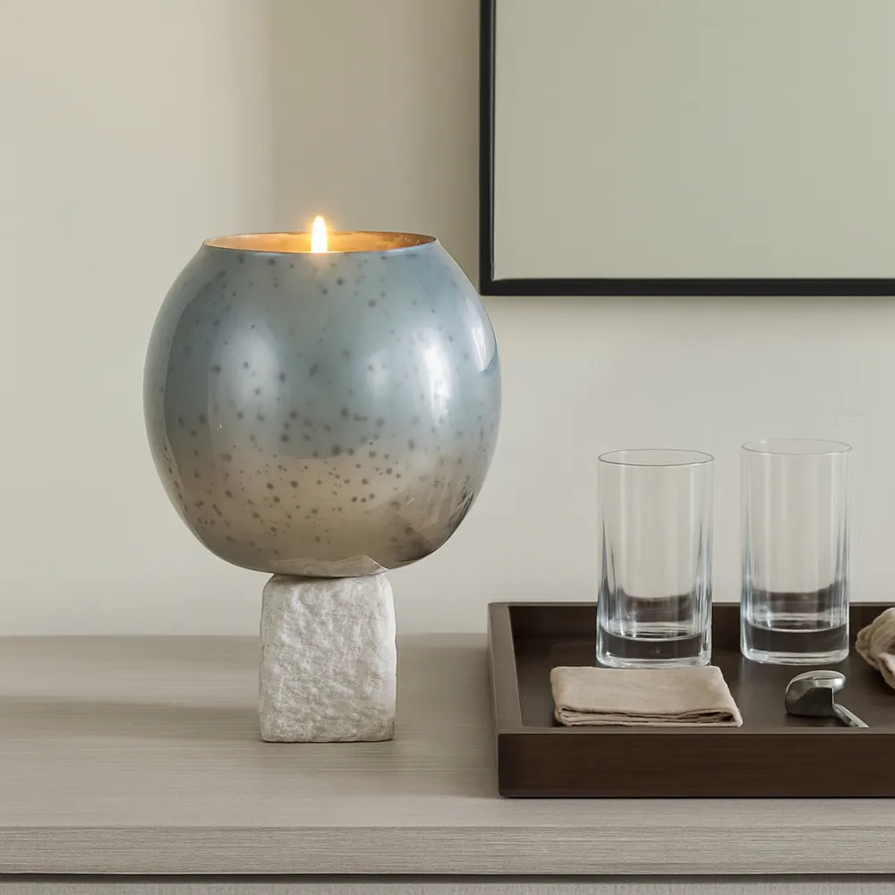 BRAEHAM BLUE CANDLE HOLDER 15 (IN)