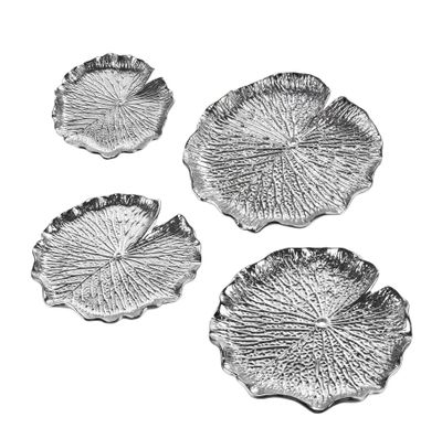 Lilypad Dimensional Wall Art - Set of 4 Silver