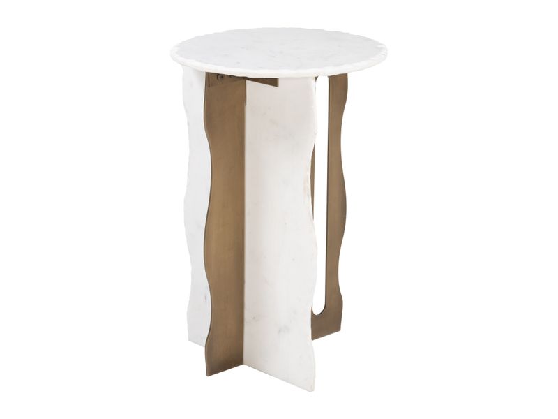 Rubo Accent Table White & Brass 6