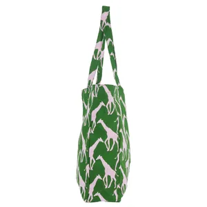 Giraffe Pink & Green Little Shopper Canvas Tote Bag 4