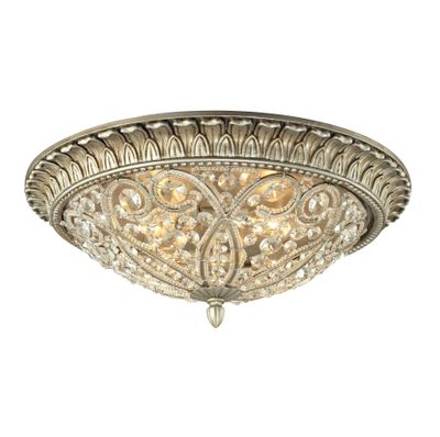Andalusia 17″ Wide 4-Light Flush Mount - Aged Silver