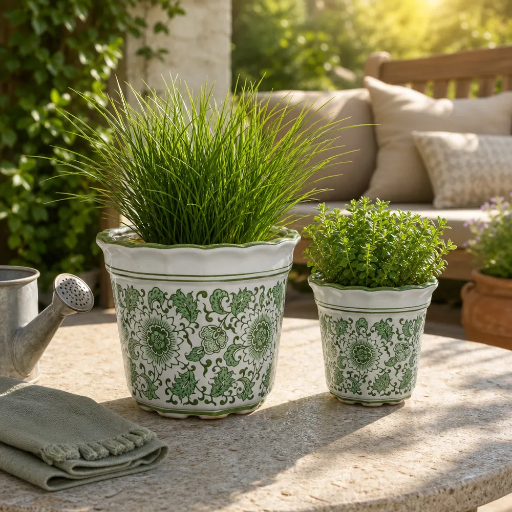 ENOCHFIELD SET OF 2 GREEN PLANTER 7 (IN)