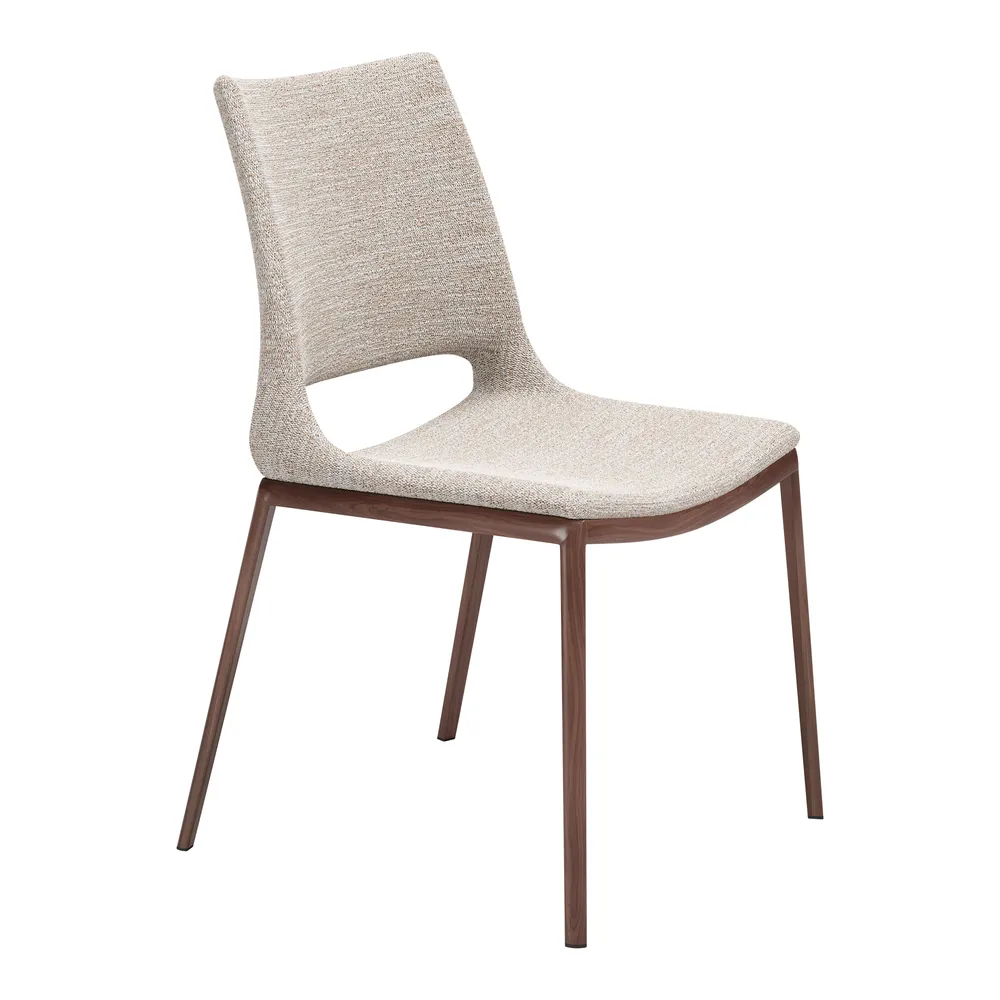 Ace Dining Chair Beige & Walnut