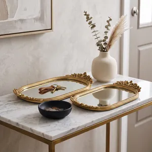 LEONAROSE SET OF 2 GOLD TRAY 2 (IN) 11