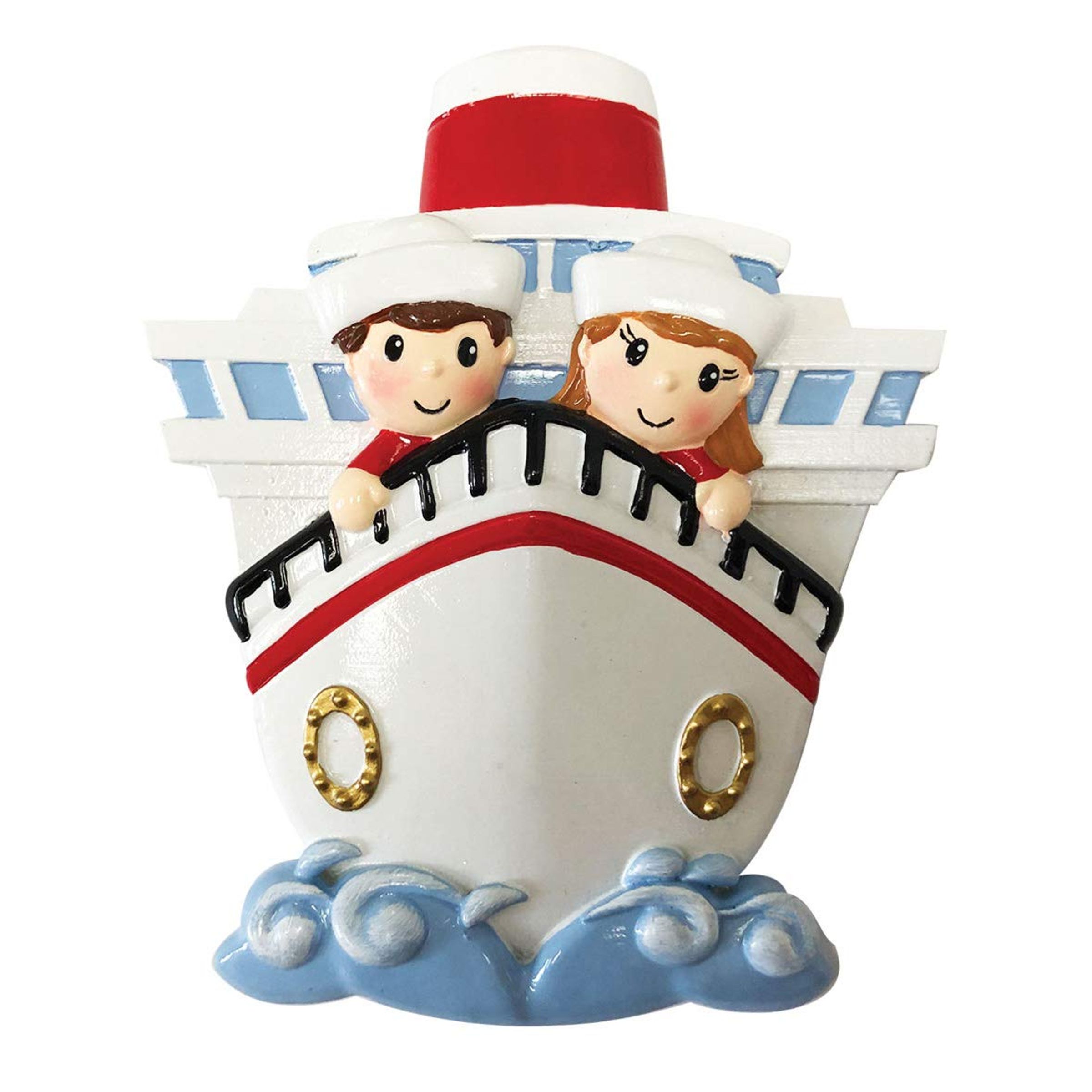 CRUISERS BOAT CHRISTMAS ORNAMENT W SPINNING PROPELLER - TURTLE FAMILY