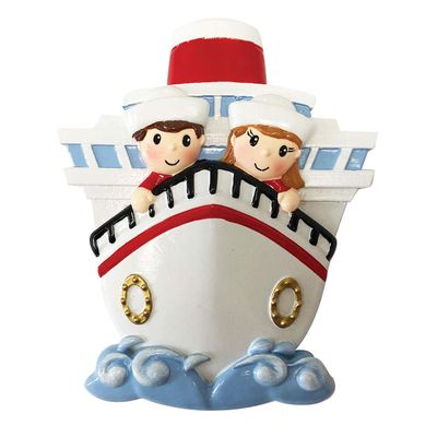 CRUISERS BOAT CHRISTMAS ORNAMENT W SPINNING PROPELLER - TURTLE FAMILY
