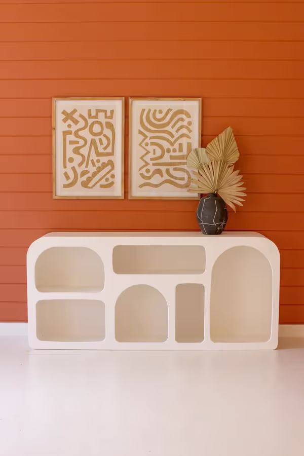 Textured White Console Cubby
