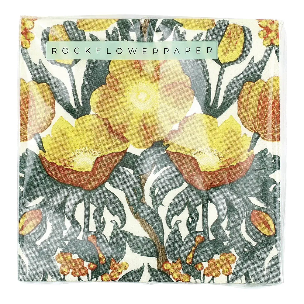 Icelandic Poppies Gold Paper Cocktail Napkins (Pack of 25)