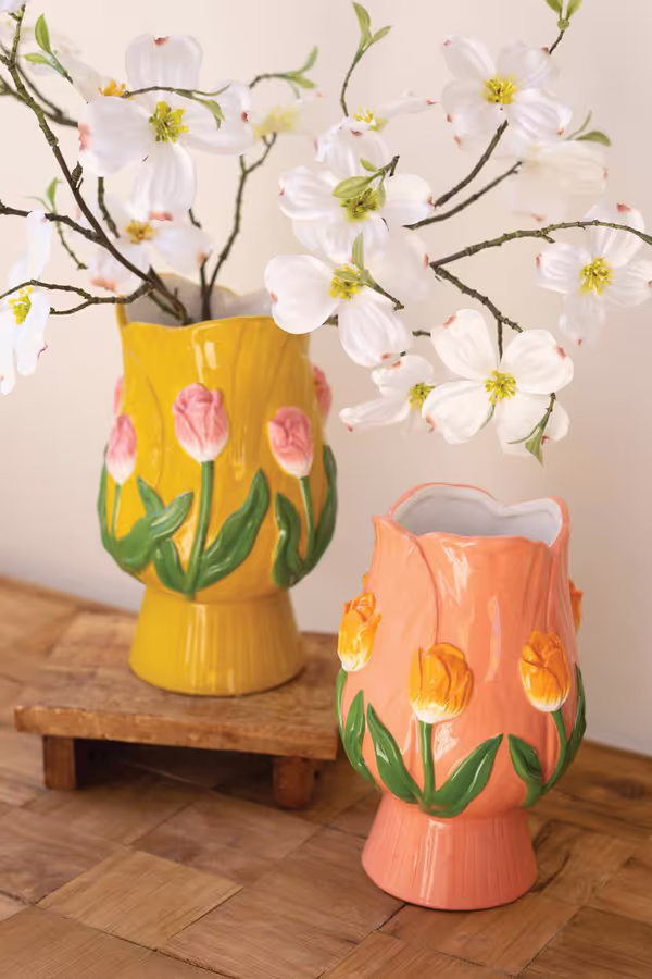 Set of 2 Ceramic Tulip Vases