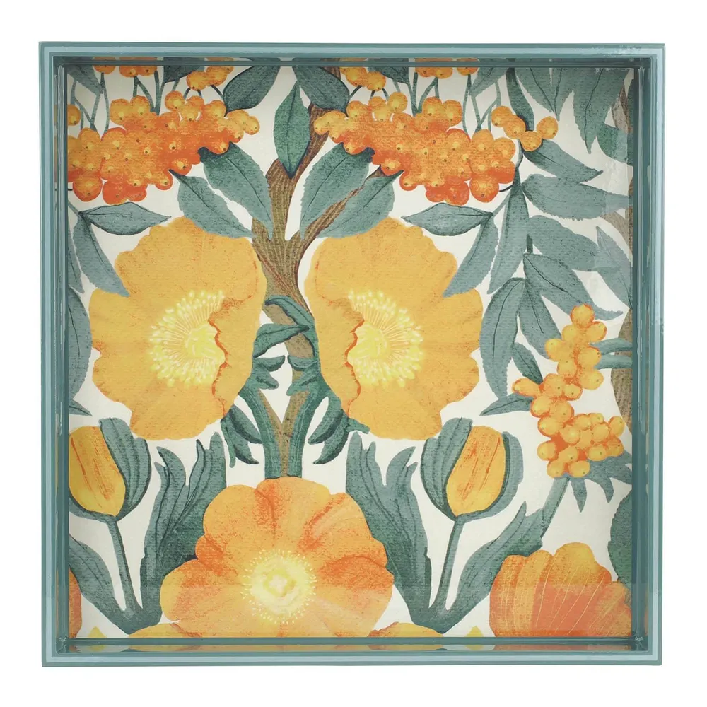 Icelandic Poppies Gold Lacquer Serving Tray