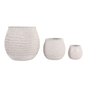 HILTONCLIFF SET OF 3 IVORY PLANTER 10 (IN) 1