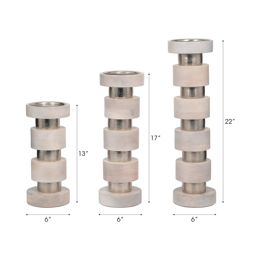 DESMONDRIDGE SET OF 3 WHITE CANDLESTICK 22 (IN)
