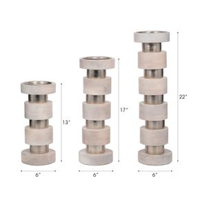 DESMONDRIDGE SET OF 3 WHITE CANDLESTICK 22 (IN) 8