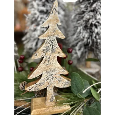 Whitewashed Crackle Tree 10.5x4.5in